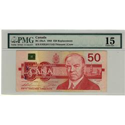 RADAR/REPLACEMENT 1988 $50 BC-59aA /EHX3411143 PMG F15. Light Tear and ink mark. Rare and seldom see