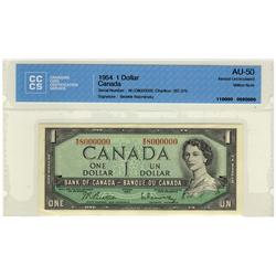 1954 $1 BC-37b W/O8000000 CCCS AU50