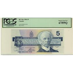 SOLID, 1986 $5 BC-56a ENB3333333 PCGS UNC67PPQ.  A perfect example.