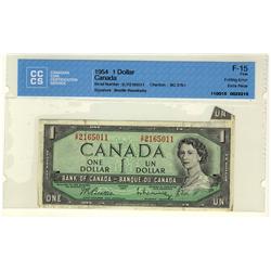 ERROR NOTE 1954 $1 BC-37b-i #SP2165011 CCCS F15, Folding Error Extra Piece,