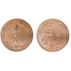 Token, Breton: 528, PC-4 1852 Penny. Quebec Bank token. A nice choice EF-AU with some traces of lust