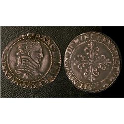 Quart de franc nom de HIII 1590  VF-EF or better