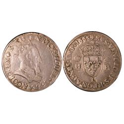 Teston tete couronnee  1555 F-VF or betterCi. 1264L Dy. 981