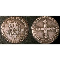 Huitième d'écu 2sd type Nantes 1607  Fine