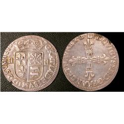 Quart d'écu du Béarn Morlaas 1618  VF or better