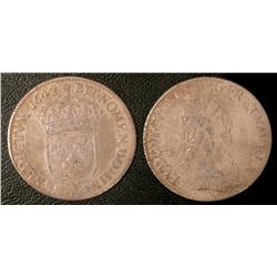 Quart d'écu 3rd type Paris 1642  F-Vf, corroded