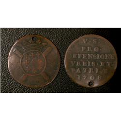  5 sols Siège de Lille  1708 G-VG, holed