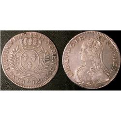 1/2 ecu aux lauriers 1734 Caen  VF