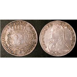 1/2 ecu aux lauriers 1730 Tours  F+