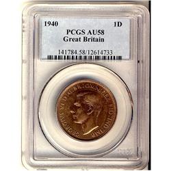 Great Britain 1940 1D PCGS AU58. Shows nice lustre.