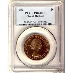 Great Britain 1953 1D PCGS PR64RB.
