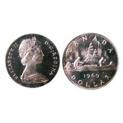 MINT ERROR COIN, 1969 $1 PCGS PL66  Struck on Canadian silver 50¢ Planchet  Brilliant and lustrous. 