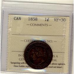 1858 1¢ ICCS VF30, a decent example.