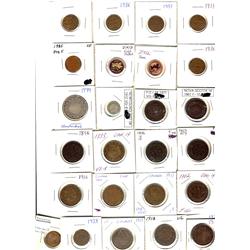 1859 - 2002 1¢.  Lot of 26 mixed pcs including 1859 W9 to 2003 Gold plated cent as well as the 2002 