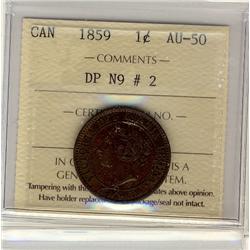 1859 1¢ DP N9 #2 ICCS AU50.