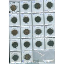 1859 - 1905 1¢. Lot of 18 pcs.  Includes 1859(8), 1888(3), 1891, 1892, 1893, 1894, 1898H(2) and 1905