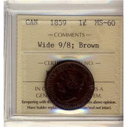 1859 1¢ Wide 9/8 ICCS MS60BN.