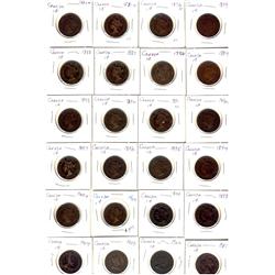 1859-1920 1¢.  Lot of 41 coins including key dates.  No duplicates VG to EF.