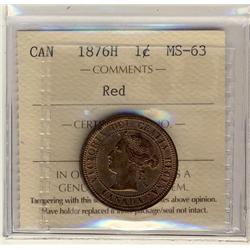 1876H 1¢ ICCS MS63 Red, a nice example.