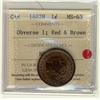 Image 1 : 1882H 1¢ Obv 1 ICCS MS63 Red Brown