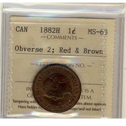 1882H 1¢ Obv 2 ICCS MS63 Red Brown