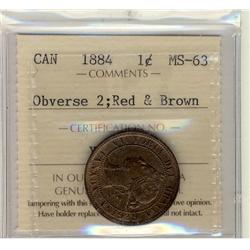 1884 1¢ Obv 2 ICCS MS63 RB