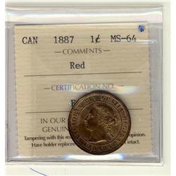 1887 1¢ ICCS MS64 Red
