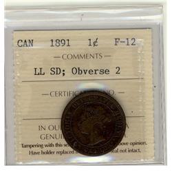 1891 1¢ LLSD Obv 2 ICCS F12