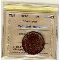 1892 1¢ ICCS MS63 RB