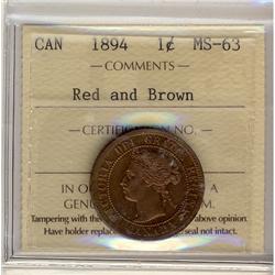 1894 1¢ ICCS MS63RB.