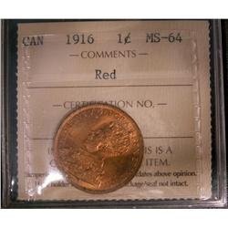 1916 1¢ ICCS MS64 Red