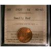 Image 1 : 1920 1¢ Small ICCS MS65RD.  Nice 80% red example.