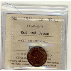 1922 1¢ ICCS MS63 RB. Key date. Tough to find in Mintstate.