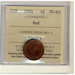 1923 1¢ ICCS MS63 RB. Very scarce this nice.