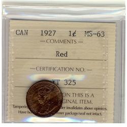 1927 1¢ ICCS MS63 Red