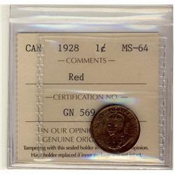 1928 1¢ ICCS MS64 Red
