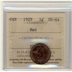 1929 1¢ ICCS MS64 Red