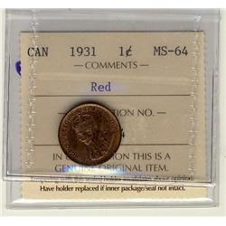1931 1¢ ICCS MS64 Red.  Scarce.