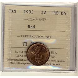 1932 1¢ ICCS MS64 Red