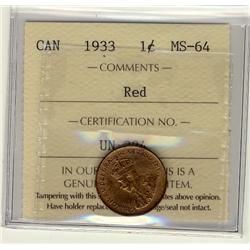1933 1¢ ICCS MS64 Red