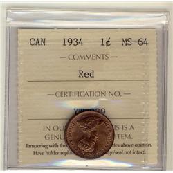 1934 1¢ ICCS MS64 Red