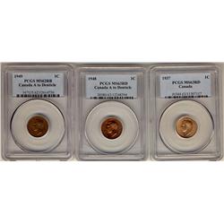 1937 & 1948 1¢ PCGS MS63RD and 1949 A To Dent 1¢ PCGS MS62RB
