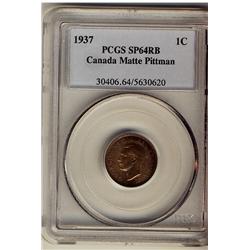 1937 1¢ PCGS SP64RB.  Matte example ex. Pittman.