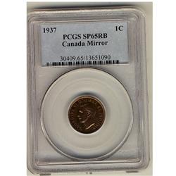1937 1¢ PCGS SP65RB.  Mirror example.