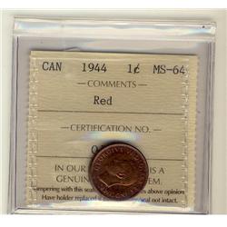 1944 1¢ ICCS MS64 Red.