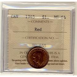 1945 1¢ ICCS MS64 Red