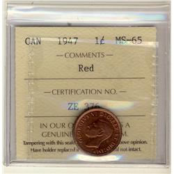 1947 1¢ ICCS MS65 Red.