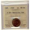 Image 1 : 1948 1¢ A Off Denticle ICCS MS64 Red