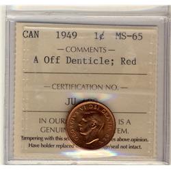 1949 1¢ A Off Denticle ICCs MS65 Red.