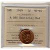Image 1 : 1949 1¢ A Off Denticle ICCs MS65 Red.